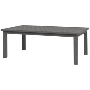 Table basse rectangulaire table de jardin plateau à lattes pour intérieur/extérieur en aluminium, dim. 100L x 60l x 37H cm, marron