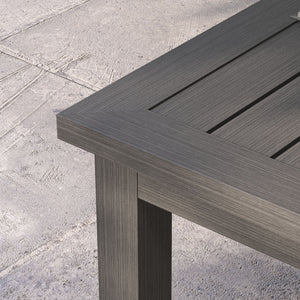 Table basse rectangulaire table de jardin plateau à lattes pour intérieur/extérieur en aluminium, dim. 100L x 60l x 37H cm, marron
