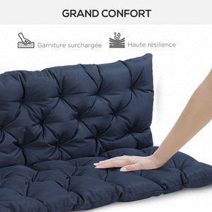 Coussin de banc matelas assise dossier pour banc de jardin coussin balancelle canapé 3 places grand confort 150 x 98 x 8 cm bleu