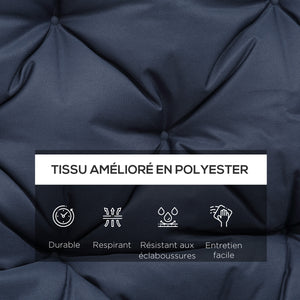 Coussin de banc matelas assise dossier pour banc de jardin coussin balancelle canapé 3 places grand confort 150 x 98 x 8 cm bleu
