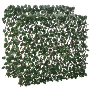 Haie artificielle feuilles murale brise-vue 2 panneaux longueur ajustable 295 x 70 cm treillis extensible feuillage réaliste en PE vert