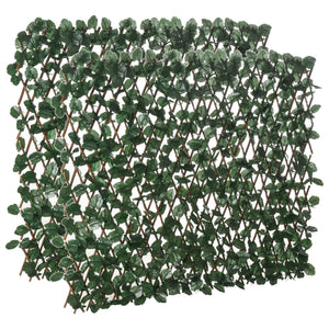 Haie artificielle feuilles murale brise-vue 2 panneaux longueur ajustable 295 x 70 cm treillis extensible feuillage réaliste en PE vert