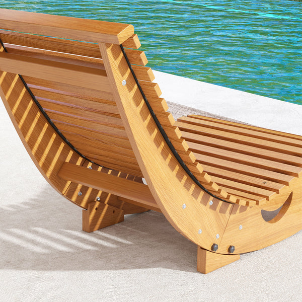 Chaise à bascule - Rocking chair d'extérieur jardin ergonomique avec siège à lattes et dossier haut en bois dim. 130L x 60l x 60H cm