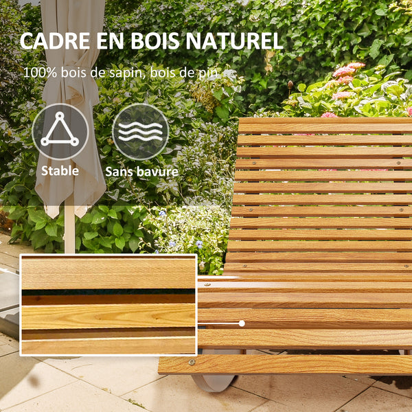 Chaise à bascule - Rocking chair d'extérieur jardin ergonomique avec siège à lattes et dossier haut en bois dim. 130L x 60l x 60H cm