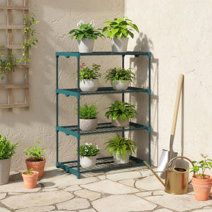 Étagère à Fleurs en Acier 4 Niveaux Intérieur et Extérieur, Support de Plantes, Étagère à Plantes pour Jardin, Balcon, Salon, 67 x 49 x 105 cm, Vert