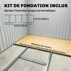 Abri de jardin en acier galvanisé XXL 5,4 m² avec kit de fondation 277 x 195 x 192 cm, cabane de jardin cabanon rangement outils avec portes coulissantes verrouillables et 4 aérations, marron