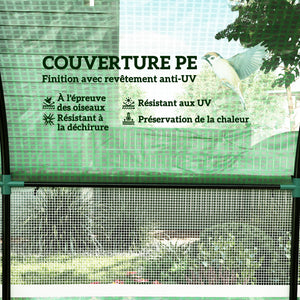 Serre de jardin serre tunnel de jardin 6m² PE Haute densité 135 g/m², avec 2 portes zippées enroulables 2 fenêtres en maille, pour toutes saisons, 300 x 300 x 200 cm, vert