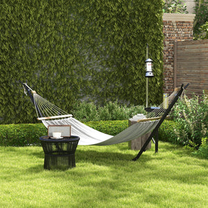 Support Pied de hamac avec porte-gobelet, Structure Robuste métal époxy Noir dim. 305L x 129l x 109H cm, 150kg sans hamac