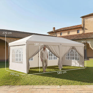 Tonnelle de jardin exterieur 6x3m tonnelle pliante Imperméable avec Parois Anti UV barnum pliant Hauteur Réglable Tente de réception avec Sac de Transport Installation Facile beige