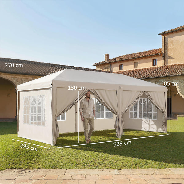 Tonnelle de jardin exterieur 6x3m tonnelle pliante Imperméable avec Parois Anti UV barnum pliant Hauteur Réglable Tente de réception avec Sac de Transport Installation Facile beige