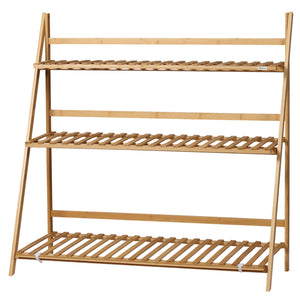 Étagère à plantes en bambou, étagère à fleurs, support de pots de fleur pliable, porte plantes, 3 étagères, 100 x 39 x 97 cm pour Intérieur Balcon Jardin Terrasse