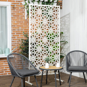Panneau brise vue décoratif extérieur blanc à motif en métal - 92 x 45 x 198 cm