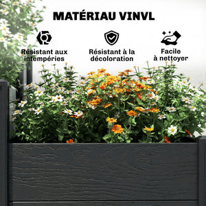 Jardinière surélevée, lit de jardin à 3 niveaux avec fond ouvert, carré potager de jardin pour fleurs, herbes, légumes, 120 x 80 x 64 cm, effet bois gris