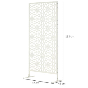 Panneau brise vue décoratif extérieur blanc à motif en métal - 92 x 45 x 198 cm