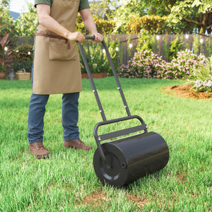 Rouleau à gazon rouleau de jardin 50 cm, remplissage sable eau, poignée ergonomique, outil de jardinage pour pelouse, patio et parc, noir