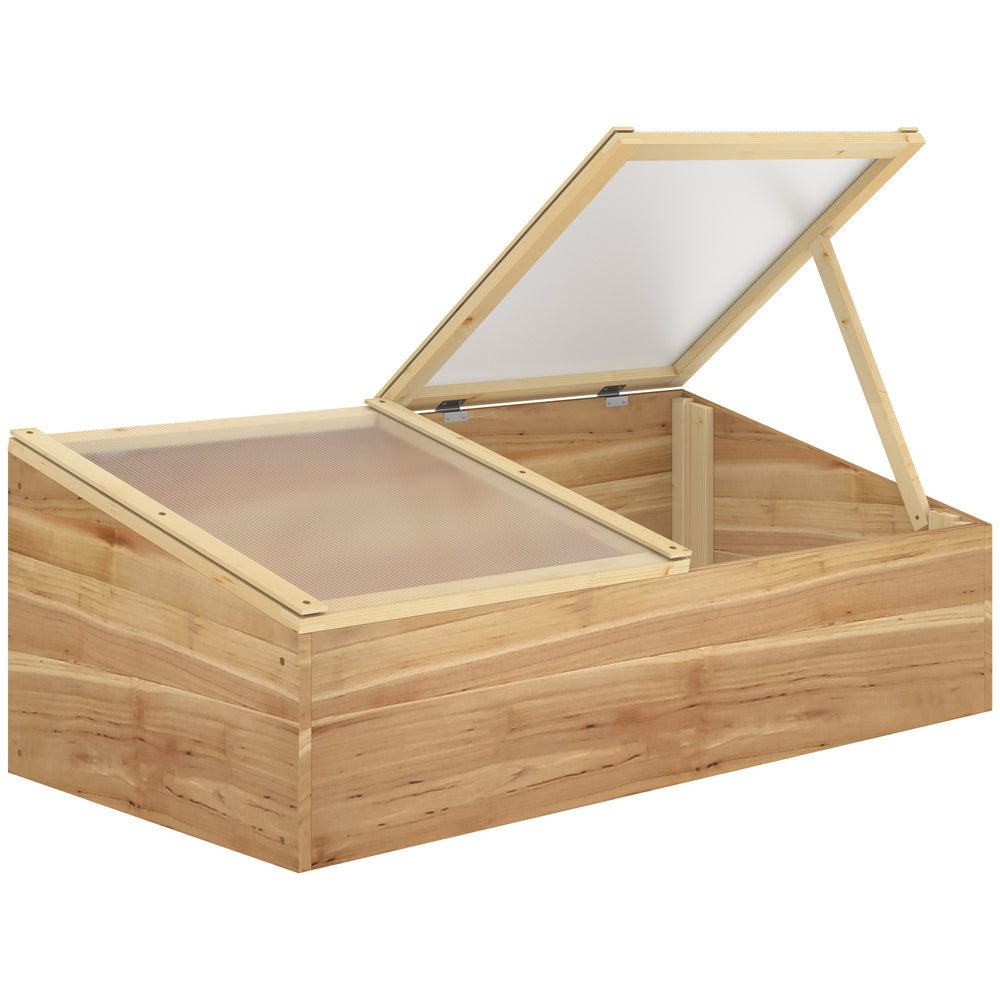 Mini Serre de Jardin Serre pour semis dim. 100L x 50l x 36H cm Toit 2 pans ouvrables séparemment Panneaux de Polycarbonate Bois Sapin pré-huilé