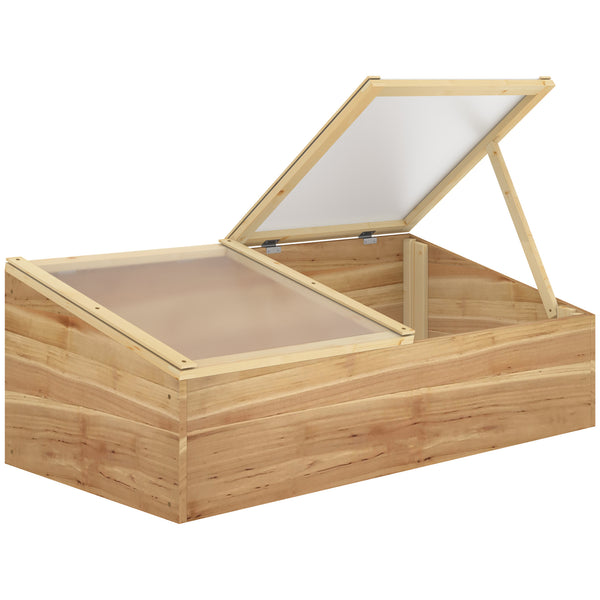 Mini Serre de Jardin Serre pour semis dim. 100L x 50l x 36H cm Toit 2 pans ouvrables séparemment Panneaux de Polycarbonate Bois Sapin pré-huilé