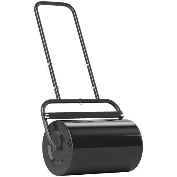 Rouleau à gazon rouleau de jardin 50 cm, remplissage sable eau, poignée ergonomique, outil de jardinage pour pelouse, patio et parc, noir