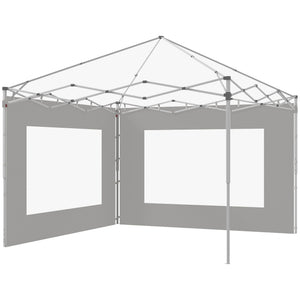 Lot de 2 panneaux latéraux de tente, barnum 295x195 cm, parois latérales de remplacement en tissu pour tonnelle de 6x3m ou 3x3 m, gris