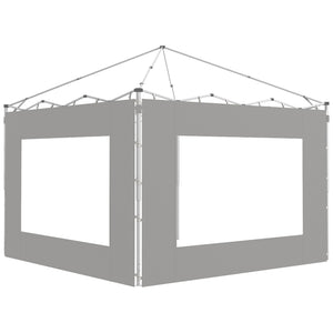Lot de 2 panneaux latéraux de tente, barnum 295x195 cm, parois latérales de remplacement en tissu pour tonnelle de 6x3m ou 3x3 m, gris