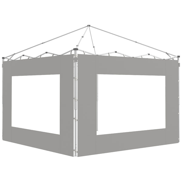 Lot de 2 panneaux latéraux de tente, barnum 295x195 cm, parois latérales de remplacement en tissu pour tonnelle de 6x3m ou 3x3 m, gris