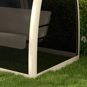 Balancelle de jardin convertible 3 places, balancelle d'extérieur avec auvent et coussins, filet avec fermetures éclair, poche, pour jardin, cour, beige