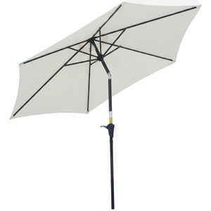 Parasol droit parasol inclinable de jardin balcon terrasse manivelle toile polyester imperméabilisée haute densité 180 g/m² Ø2,6 x 2,35H m aluminium crème