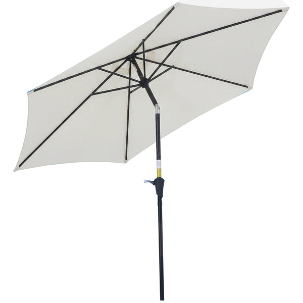 Parasol droit parasol inclinable de jardin balcon terrasse manivelle toile polyester imperméabilisée haute densité 180 g/m² Ø2,6 x 2,35H m aluminium crème