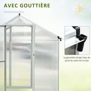Serre de Jardin 3 x 2 m Aluminium Polycarbonate 5,5 m² Fondation Lucarne Porte loquet
