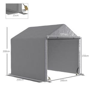 Abri de jardin 2 x 2 x 2 m abri vélo extérieur avec cadre en acier galvanisé, imperméable et résistant aux UV, tente de stockage pour vélo, moto, outils - gris