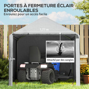 Abri de jardin 2 x 2 x 2 m abri vélo extérieur avec cadre en acier galvanisé, imperméable et résistant aux UV, tente de stockage pour vélo, moto, outils - gris