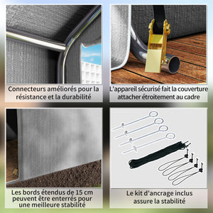 Abri de jardin 2 x 2 x 2 m abri vélo extérieur avec cadre en acier galvanisé, imperméable et résistant aux UV, tente de stockage pour vélo, moto, outils - gris