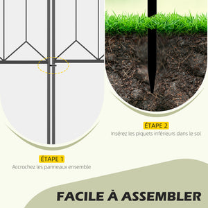 Lot de 5 clôtures de jardin décoratives en métal avec ornements - 305 x 79,5 cm noir