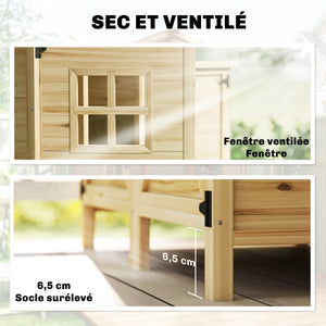 Armoire de Jardin en Bois avec Toit en Asphalte - Abri de Jardin Robuste à Double Zone et Étagères Amovibles - Rangement Outils Jardin avec Fenêtre pour Terrasse et Cour, Naturel