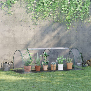 Serre de Jardin Tunnel mini serre tunnel serre à tomates 2,5L x 1l x 0,8H m Grande Porte zippée bâche Plastique Transparent métal époxy Vert