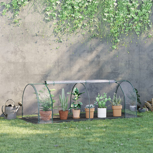 Serre de Jardin Tunnel mini serre tunnel serre à tomates 2,5L x 1l x 0,8H m Grande Porte zippée bâche Plastique Transparent métal époxy Vert