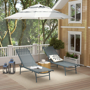 Lot de 2 bain de soleil, chaise longue pliante en textilène, transat jardin extérieur inclinable de plage, relax, camping, piscine, terrasse, 54 x 164 x 84 cm, gris clair