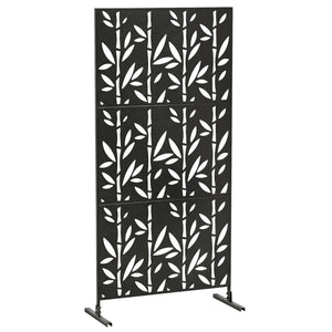 Panneau Brise Vue décoratif Extérieur Claustra Décoratif Jardin 3 Panneaux à motif Bambou paravent extérieur avec support en métal 92 x 40 x 192 cm, Noir