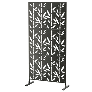 Panneau Brise Vue décoratif Extérieur Claustra Décoratif Jardin 3 Panneaux à motif Bambou paravent extérieur avec support en métal 92 x 40 x 192 cm, Noir