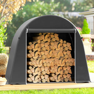 Abri de jardin tente de stockage étanche abri moto porte enroulable fermeture éclair, garage pour vélo et outils rangement et stockage pour vélo moto bois outils, 245x120x200cm gris foncé