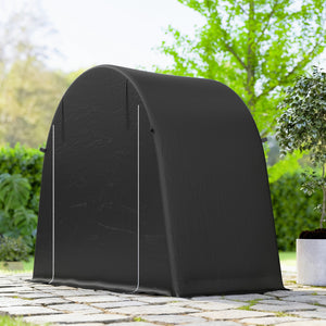 Abri de jardin tente de stockage étanche abri moto porte enroulable fermeture éclair, garage pour vélo et outils rangement et stockage pour vélo moto bois outils, 245x120x200cm gris foncé