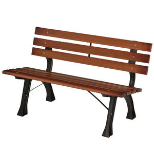 Banc de jardin extérieur 2 places en aluminium et lattes de bois, dim. 120L x 57l x 70H cm