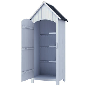 Abri de jardin en bois cabane de jardin exterieur armoire de jardin avec toit bitumé 3 étagères porte avec loquet rangement et stockage extérieurs pour terrasse 77,5 x 54,2 x 179,5 cm blanc