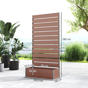 Jardinière avec treillis, lit surélevé de jardin, jardinière extérieure pour plantes grimpantes, bac à fleurs rectangulaire pot de plantes pour balcon terrasse patio, 90,5x38x180 cm, marron