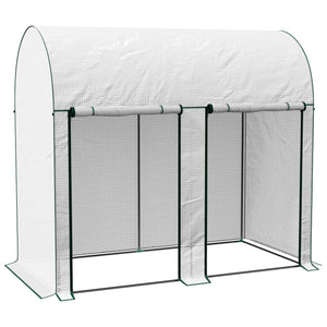 Serre de jardin PE, serre de balcon, bâche renforcée 140 g/m², châssis en acier, 2 portes zippées enroulables, pour légumes plantes fleurs, intérieur et extérieur, 200 x 100 x 178 cm, blanc