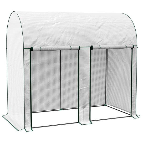 Serre de jardin PE, serre de balcon, bâche renforcée 140 g/m², châssis en acier, 2 portes zippées enroulables, pour légumes plantes fleurs, intérieur et extérieur, 200 x 100 x 178 cm, blanc