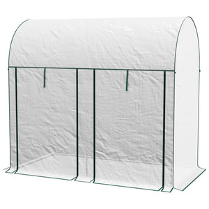 Serre de jardin PE, serre de balcon, bâche renforcée 140 g/m², châssis en acier, 2 portes zippées enroulables, pour légumes plantes fleurs, intérieur et extérieur, 200 x 100 x 178 cm, blanc