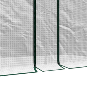 Serre de jardin PE, serre de balcon, bâche renforcée 140 g/m², châssis en acier, 2 portes zippées enroulables, pour légumes plantes fleurs, intérieur et extérieur, 200 x 100 x 178 cm, blanc