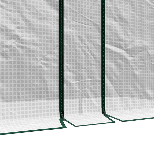 Serre de jardin PE, serre de balcon, bâche renforcée 140 g/m², châssis en acier, 2 portes zippées enroulables, pour légumes plantes fleurs, intérieur et extérieur, 200 x 100 x 178 cm, blanc