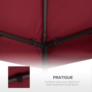 Toit de Remplacement pour pavillon de Jardin Toile de Rechange pour pavillon tonnelle Tente 3 x 3 m Rouge vineux